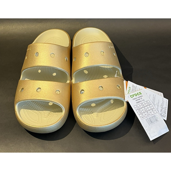 CROCS | Gold Metallic | Classic Slide Sandal | Size W9 M7 | NWT | No Box - Picture 2 of 6